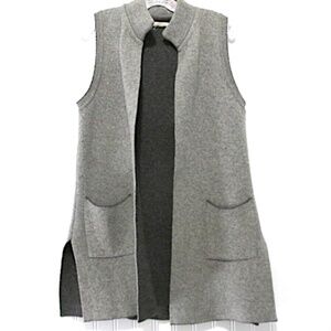 Open Front Wool-Blend Cardigan Vest, Size M